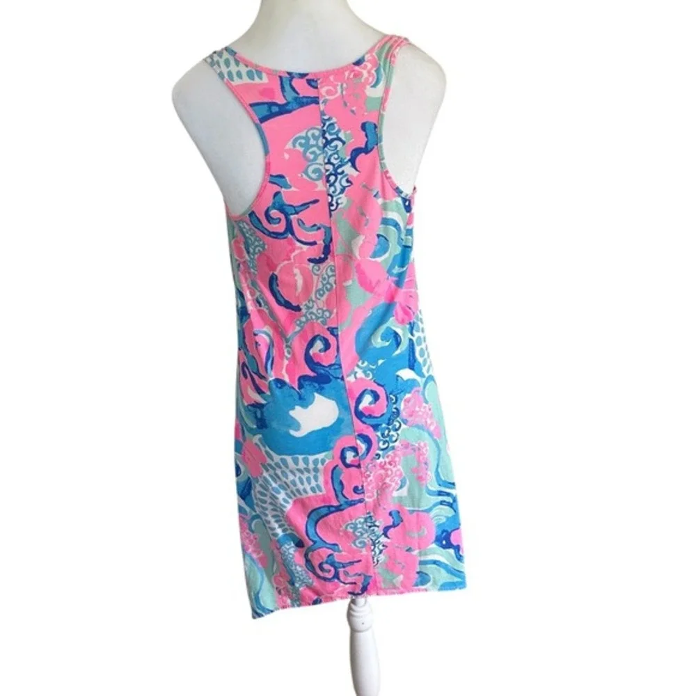 Lilly Pulitzer Tank Dress S Pink Blue Floral Sleeveless Im So Jelly Coral Reef - Picture 3 of 11
